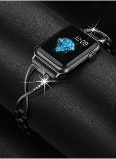 Y&D Stainless Steel Metal Diamond X-shape Bracelet Watch Band for Apple 4 Iwatch SE Series, Adjustable Replacement Strap Wristband Jewelry Accessory  - Image 4