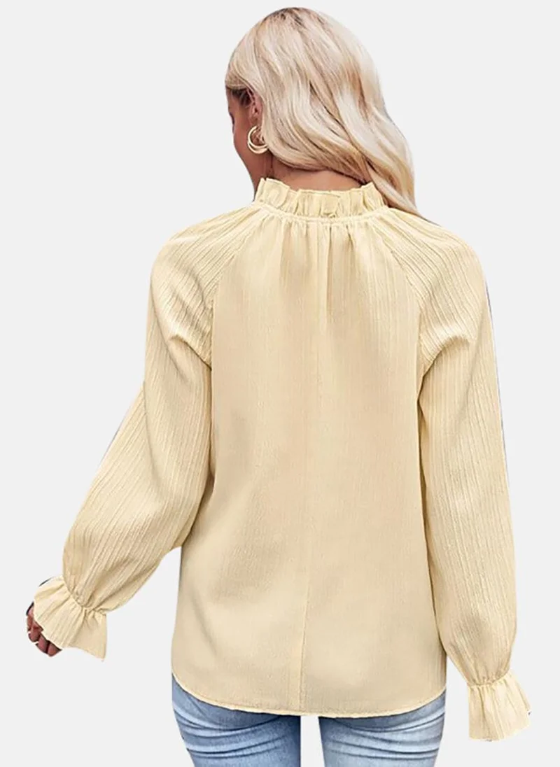 يونيكي Yellow Solid Long Sleeve High Neck Tunics