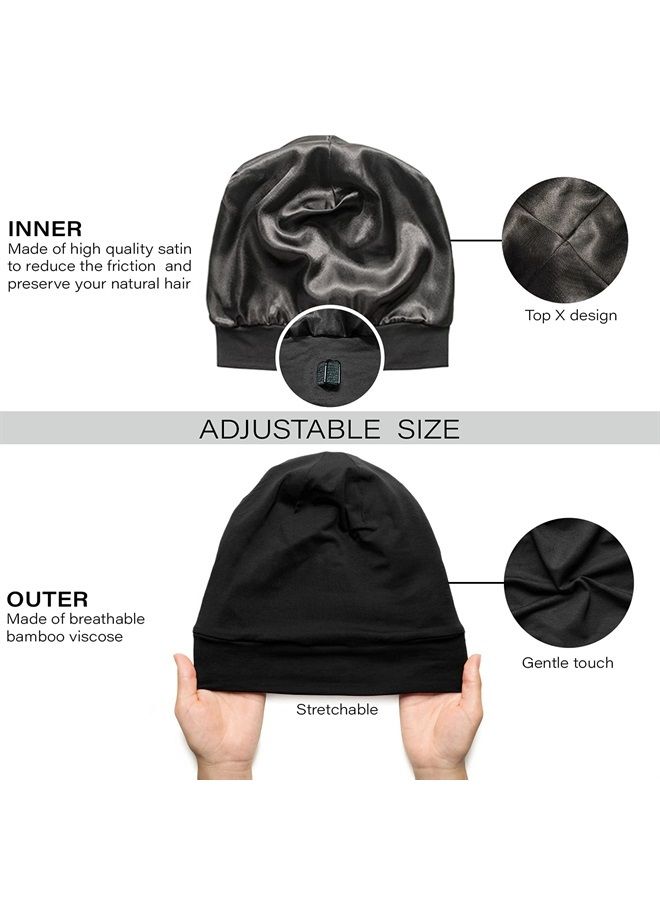 CAPLORD Bonnet Silk Bonnet for Sleeping Satin Bonnet Hair Bonnets Black Women Silk Sleep Cap Satin Hair Bonnet Sleeping Bonet Silk Bonnet Curly Hair Men Night Hair Wrap Head Cover Scarf Protect Braids  - Image 4