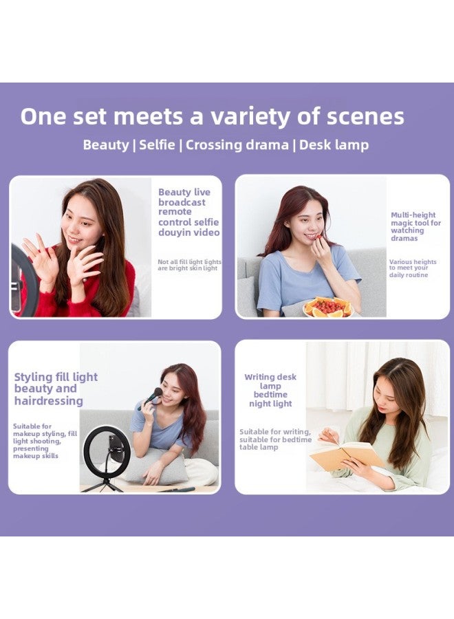 general 10 Inch 12 Inch Three Color Fill Light 26cm Desktop Tripod Mobile Phone Live Ring Light Selfie Beauty Photography Light-Color:12-inch Fill Light 【standard】 + + Bluetooth Remote Control +190cm Anti-f - Image 5