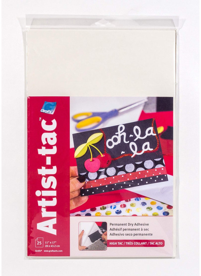 Grafix Grafix ArtistTac Dry Transfer Adhesive Dots  11x17 Sheet of Permanent Micro Adhesive Dots are A Quick MessFree Mounting Option for ArtsPapercraftsSchool ProjectsStationaryPack of 25 Sheets 
