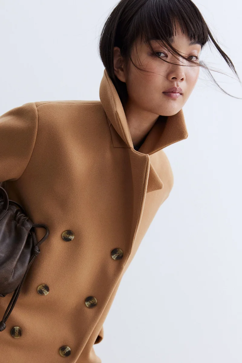 اتش اند ام Double-Breasted Felted Coat