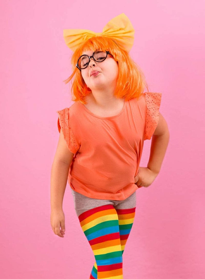 KASTWAVE Featured Wigs with Party Sunglasses, Makeup Party Kit, Color Bob Wig, Cosplay Wigs and Party Wigs, Party Wigs Decorations Favors (Orange) - Image 4