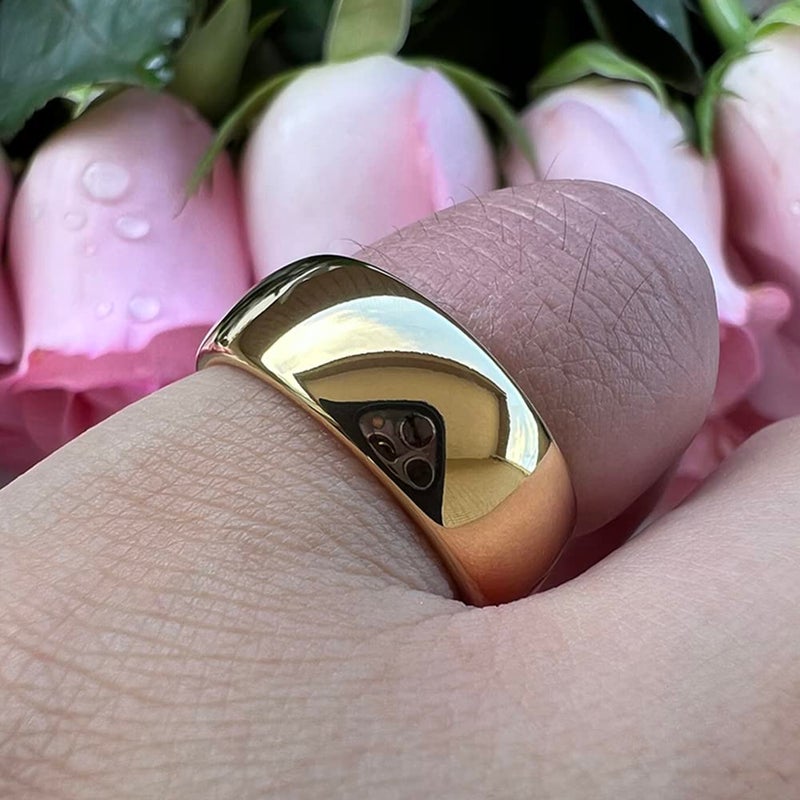 TUTISS 8mm Gold Tungsten Rings for Men Women Engagement Wedding Bands Domed Polished I Love You Engraved Comfort Fit Size 9 - Image 5