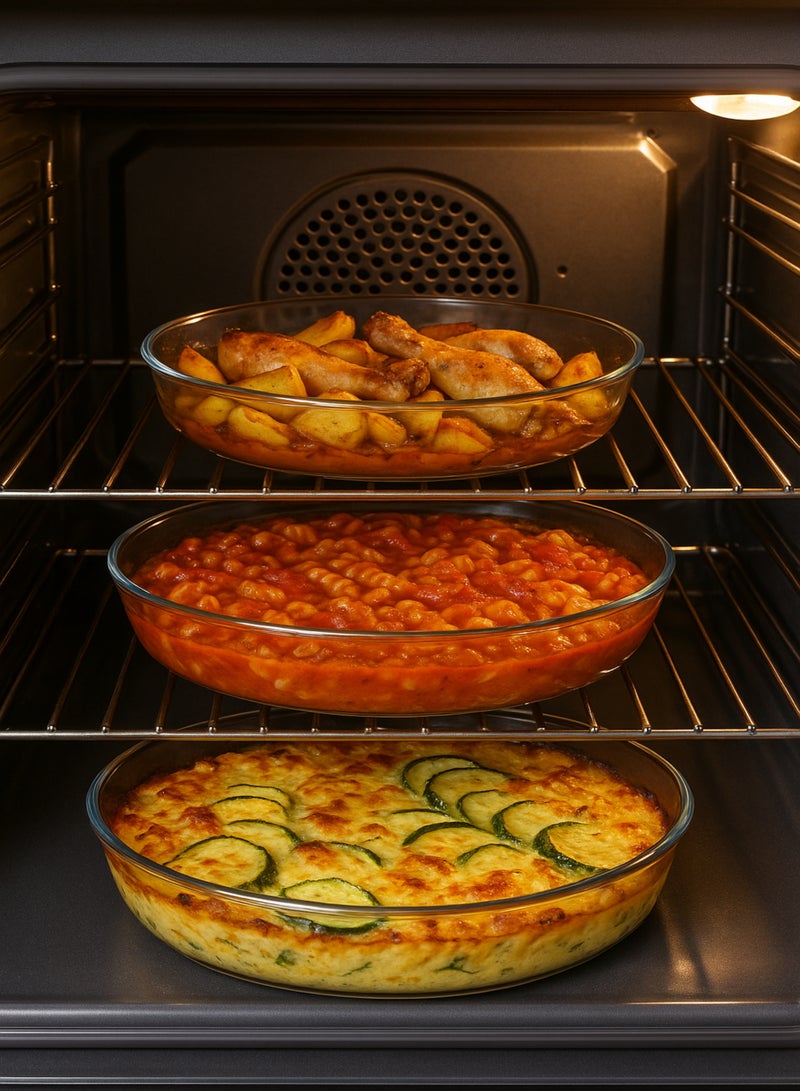 باصرة طقم صواني فرن زجاجية بيضاوية 3 قطع - Image 4