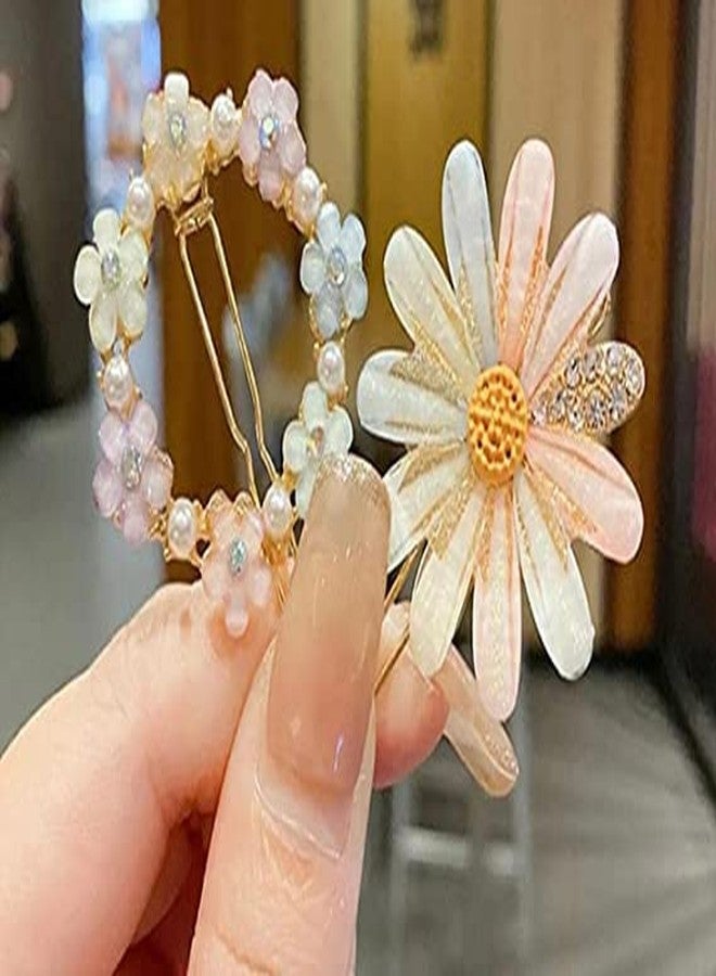 hkd Crystal Rhinestones Hair Barrettes 4 Pieces Flower French Clip Vintage Spring Hair Clips Alloy Rhinestone Barrette Retro Elegant Hair Clips Hair Jewelry for Women Girls Hair Styling Tools - Image 2