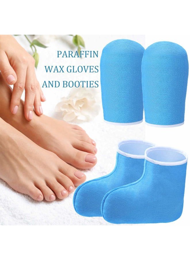 Geyoga Paraffin Wax Mitts for Hand and Feet Paraffin Mitts and Booties Terry Cloth Booties Essential Oil Gloves for Hand Foot Care Spa Pedicure Thermal Treatment Wax Accessories(Blue) - Image 5
