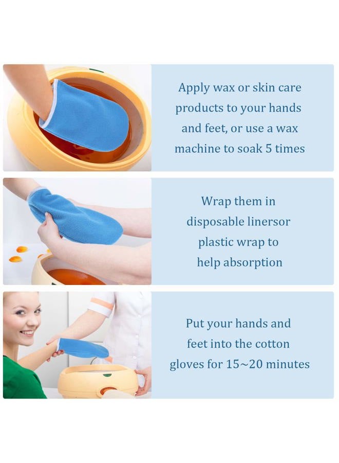 Geyoga Paraffin Wax Mitts for Hand and Feet Paraffin Mitts and Booties Terry Cloth Booties Essential Oil Gloves for Hand Foot Care Spa Pedicure Thermal Treatment Wax Accessories(Blue) - Image 4