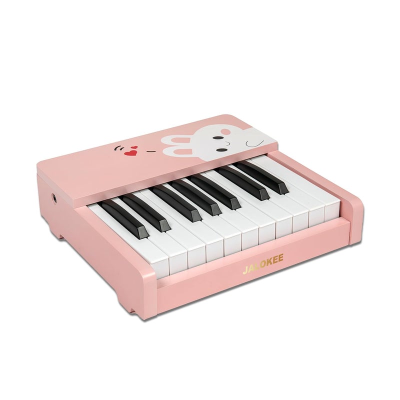 JALOKEE Kids Piano Keyboard, 18 Keys Digital Piano for Kids, Mini Music Educational Instrument Toy, Wood Toy for Toddlers Girls Boys (Pink) - Image 1