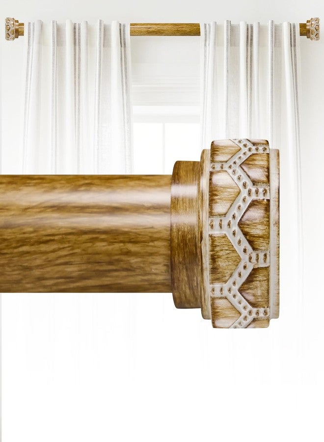 EQURROY Bohemian Wood Curtain Rods for Windows48 to 84 Inch (4-7 ft),1'' Diameter Drapery with Decorative Round Carved Finials,Decorative Adjustable Heavy Duty Curtain Rods Se - Image 1