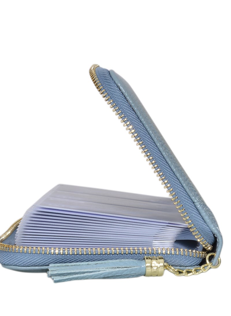 SYOSI Genuine Leather Credit Card Holder Zipper Wallet, RFID Blocking Secure Card Case, Leather Card Case Organizer with 60 Card Slots, Suitable for Women Girl Perfect Gift - Image 3