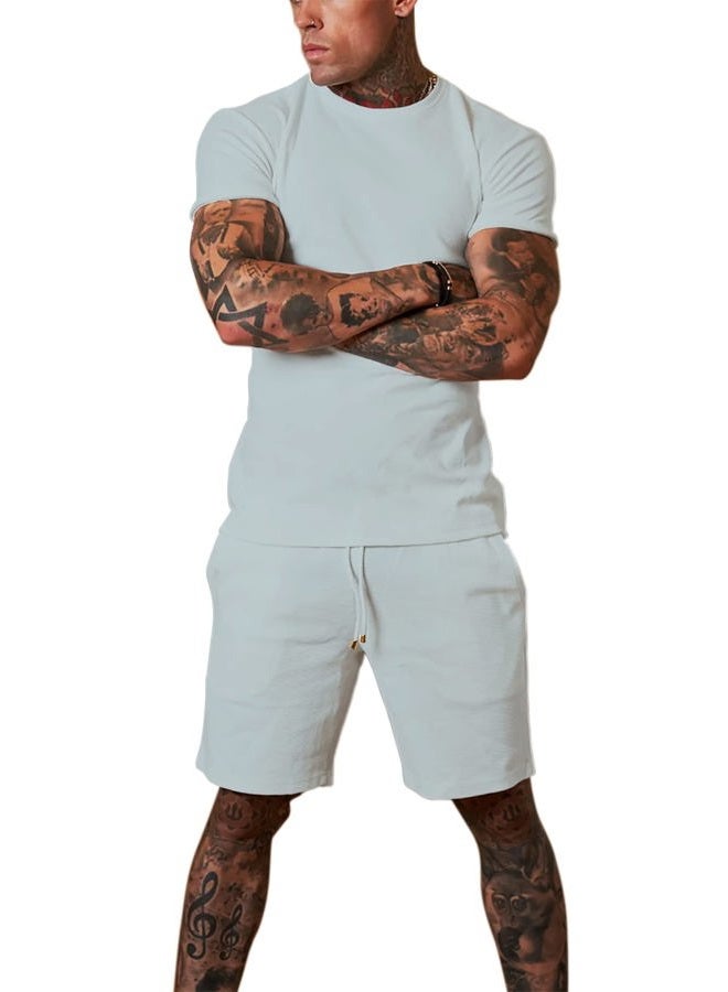 Redqenting Mens 8" Casual Sweat Shorts with Pockets,Drawstring Athletic Shorts Waffle Lounge Summer Shorts (Size28~40)  - Image 4