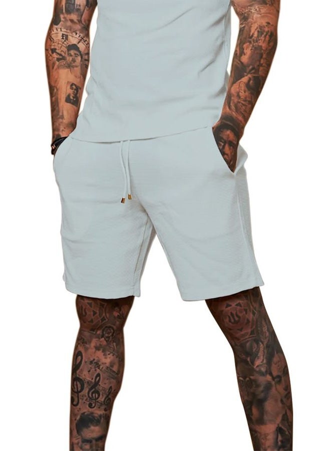 Redqenting Mens 8" Casual Sweat Shorts with Pockets,Drawstring Athletic Shorts Waffle Lounge Summer Shorts (Size28~40)  - Image 1