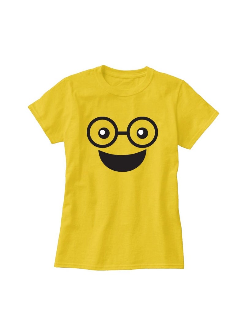 PRINTSHOP4ME - Adult Yellow Smiley Face T-Shirt Unisex Round Neck Short Sleeve Cotton T-Shirt-Soft And Comfortable Tshirt - Image 1