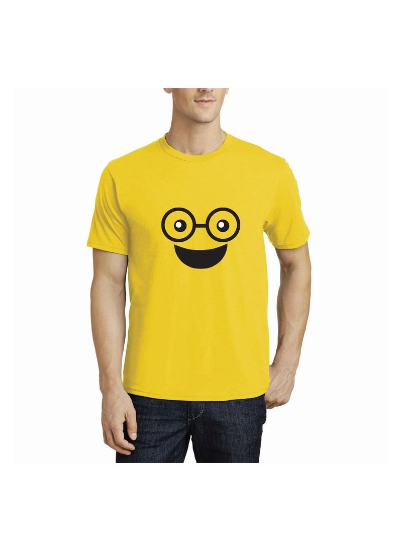 PRINTSHOP4ME - Adult Yellow Smiley Face T-Shirt Unisex Round Neck Short Sleeve Cotton T-Shirt-Soft And Comfortable Tshirt - Image 1