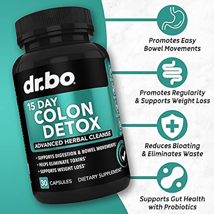 dr.bo Colon Cleanser Detox for Weight Flush - 15 Day Intestinal Cleanse Pills & Probiotic - Fast Natural Laxative for Constipation Relief - Bowel Movement Supplements for Stomach Bloating, Gut Loss Support - Image 2