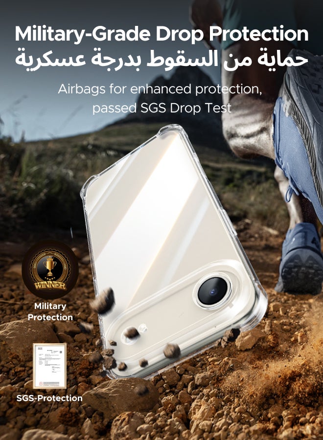 يو جرين جراب وواقيان للشاشة 3 في 1 لهاتف آيفون إير، مزود بأربع وسائد هوائية مدمجة على شكل حرف L، حماية عسكرية، شفاف للغاية، غطاء مقاوم للصدمات لهاتف iPhone، مع واقي شاشة فائق الدقة من قطعتين، جراب نحيف لهاتف إير مقاس 6.5 بوصة - Image 4