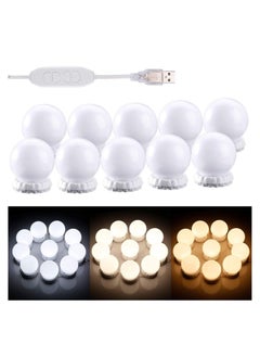BGM Hollywood Style LED Vanity Mirror Lights Kit – 10 Dimmable Bulbs, 3 Color Modes (Warm, Natural, Cool), Adjustable Brightness for Makeup, Dressing Table, Bathroom, Easy Installation  - Image 1