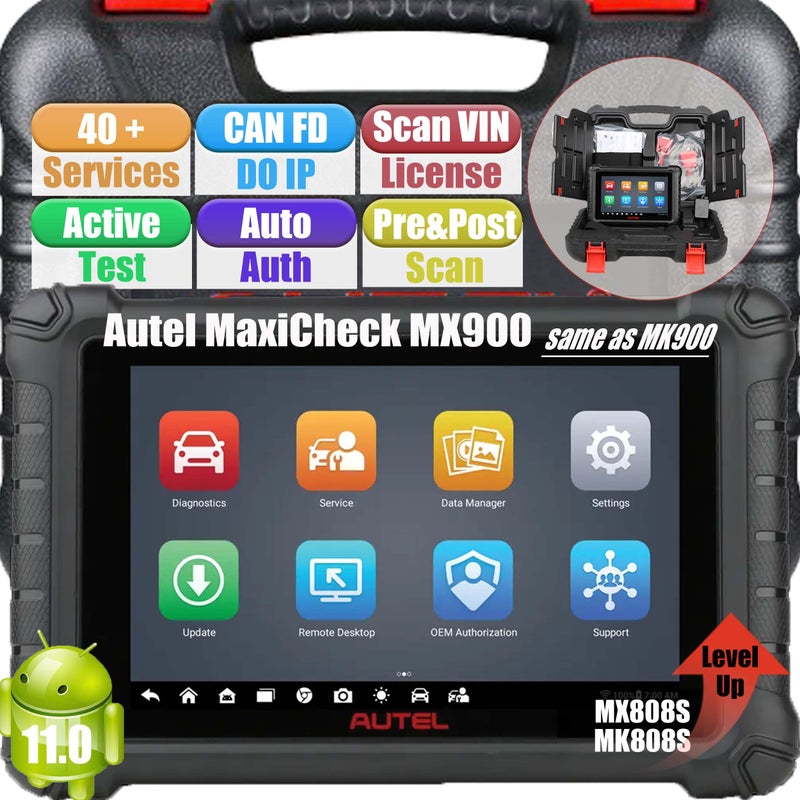 Autel MaxiCheck MX900 Same MK900 OBD2 Scan Tool Updated of MK808 MK808S MK808BT Android 11 40 Service Functions 8 inch All System Diagnostics Scanner
