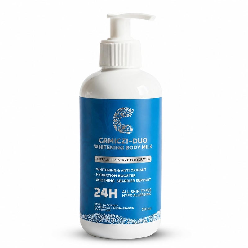 Camiczi-Duo SKIN MOISTURIZER Body Milk 250ml – Fast Absorbing Lotion, Non-Greasy Deep Hydration for Sensitive Areas – With Niacinamide, Alpha Arbutin, Vitamin C & Hyaluronic Acid