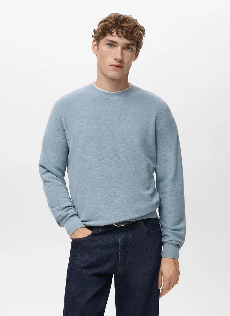 Mango Man Microstructured cotton knitted sweater