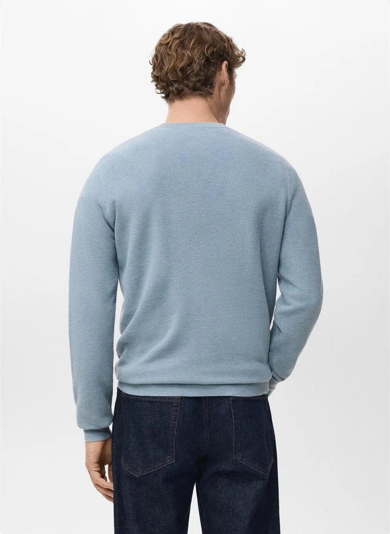 Mango Man Microstructured cotton knitted sweater