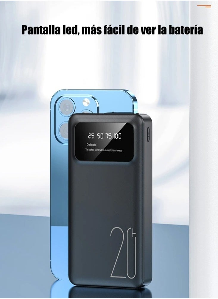 20000mah Mini Portable Power Bank Power Bank LED Display Power Bank External Battery Mobile Power Bank