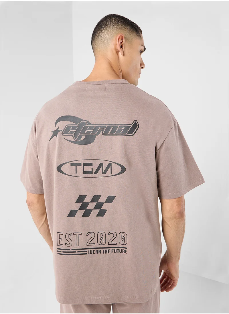 ذا جيفينج موفمنت Oversized Racing Printed T-Shirt