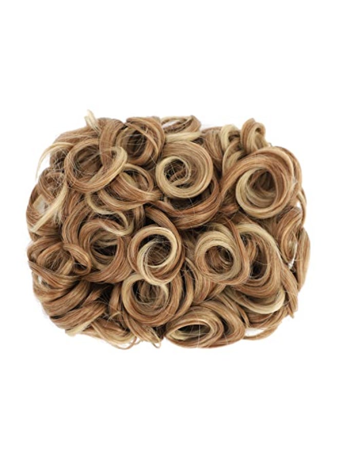 SWACC Short Messy Curly Dish Hair Bun Extension Easy Stretch hair Combs Clip in Ponytail Extension Scrunchie Chignon Tray Ponytail Hairpieces Light BrownBeige Mixed12T24 - Image 3