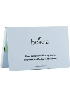 boscia boscia Clear Complexion Blotting Linens - Vegan, Cruelty-Free, Natural Skin Care - Oil Blotting Sheets for Face - For Combination to Oily Skin Types - Travel Size - 100 Sheets 