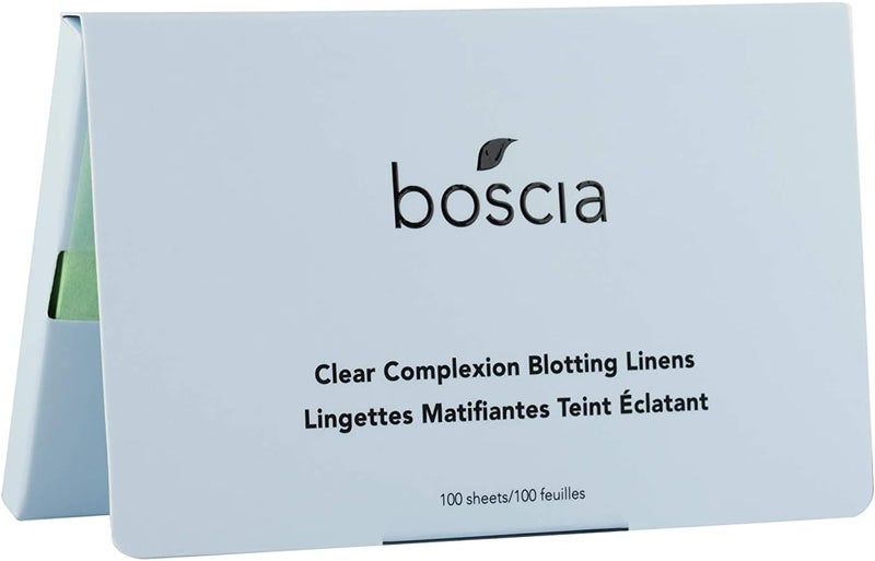 boscia boscia Clear Complexion Blotting Linens - Vegan, Cruelty-Free, Natural Skin Care - Oil Blotting Sheets for Face - For Combination to Oily Skin Types - Travel Size - 100 Sheets