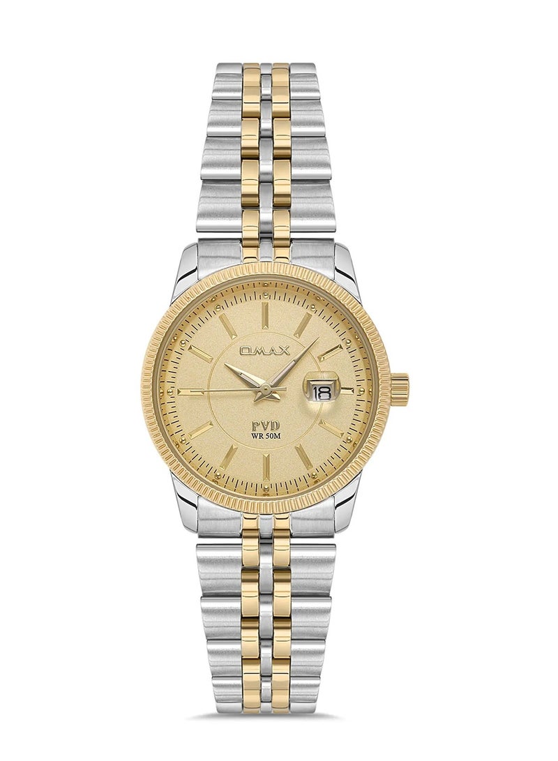 Omax Women's Casual Luxury Wrist Watch, Watches for Women, Stainless Watches, Steel Band, Gold Round Dial, Waterproof Watch, 1 Year Warranty - Image 1