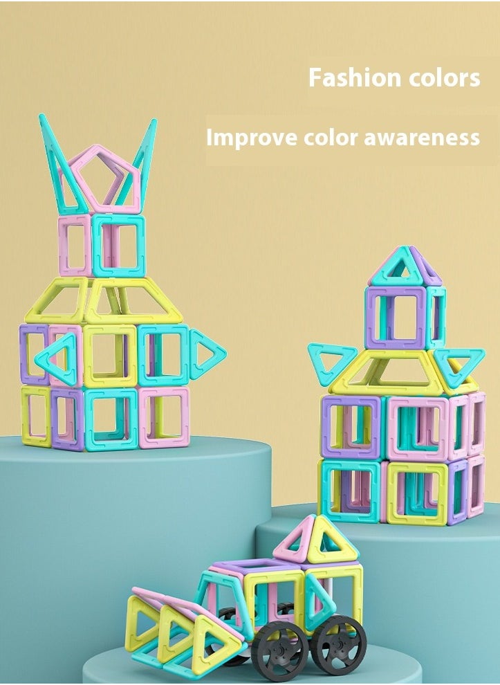 Generic Macaroon color 38-Piece Construction Magnetic Blocks Building Toy Set Fashion Magnetic Tiles 3_years  - Image 4
