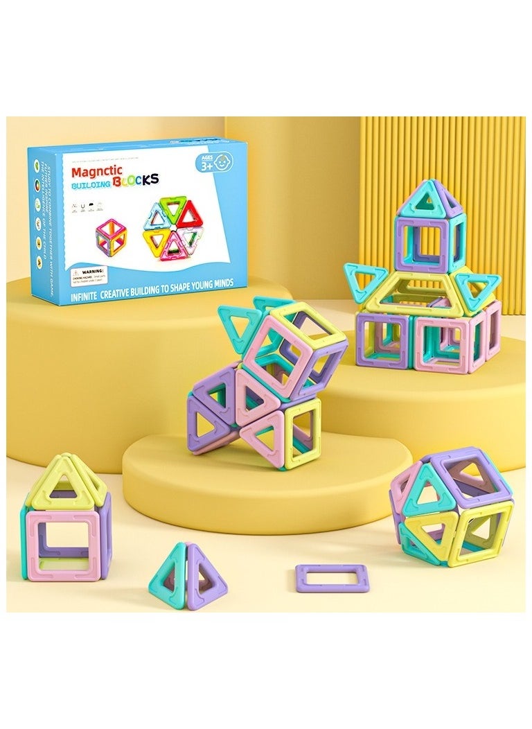 Generic Macaroon color 38-Piece Construction Magnetic Blocks Building Toy Set Fashion Magnetic Tiles 3_years  - Image 1
