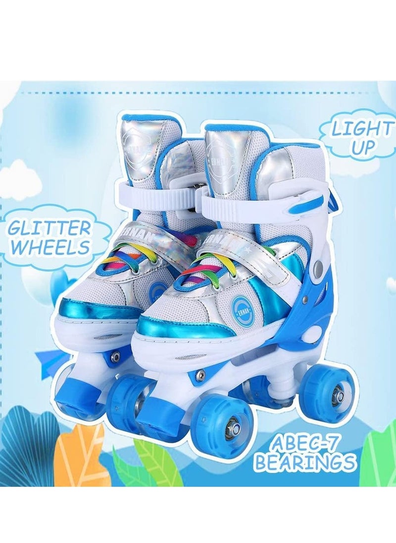 Y&D Girls Roller Skates for Kids Children todders Beginner 4 Size Adjustable for Ages 3-8 or 6-12 Years Old Girls with Light Up Wheels and Colorful Shoelaces  - Image 5