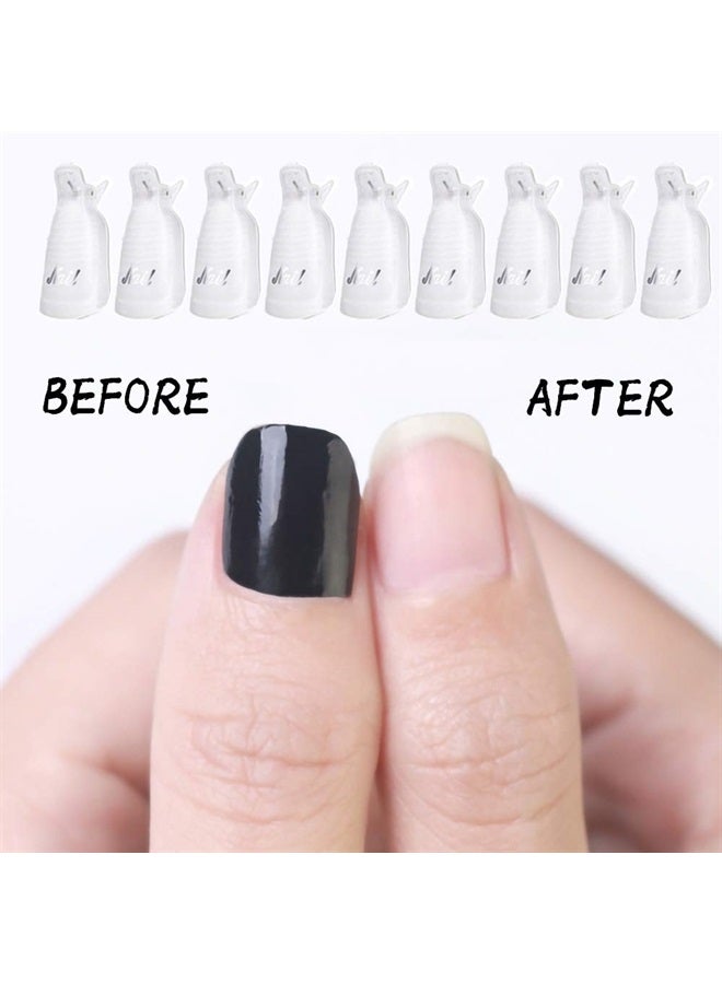 HiMo 10PC Plastic Acrylic Nail Art Soak Off Cap Clip UV Gel Polish Remover Wrap Tool (White) - Image 2