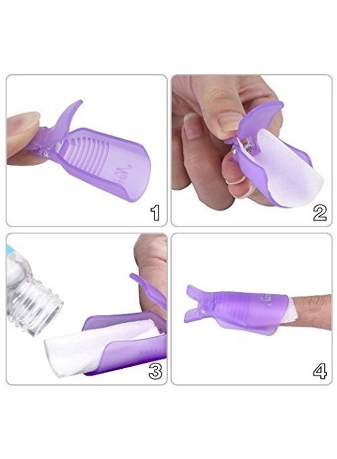 HiMo 10PC Plastic Acrylic Nail Art Soak Off Cap Clip UV Gel Polish Remover Wrap Tool (White) - Image 4