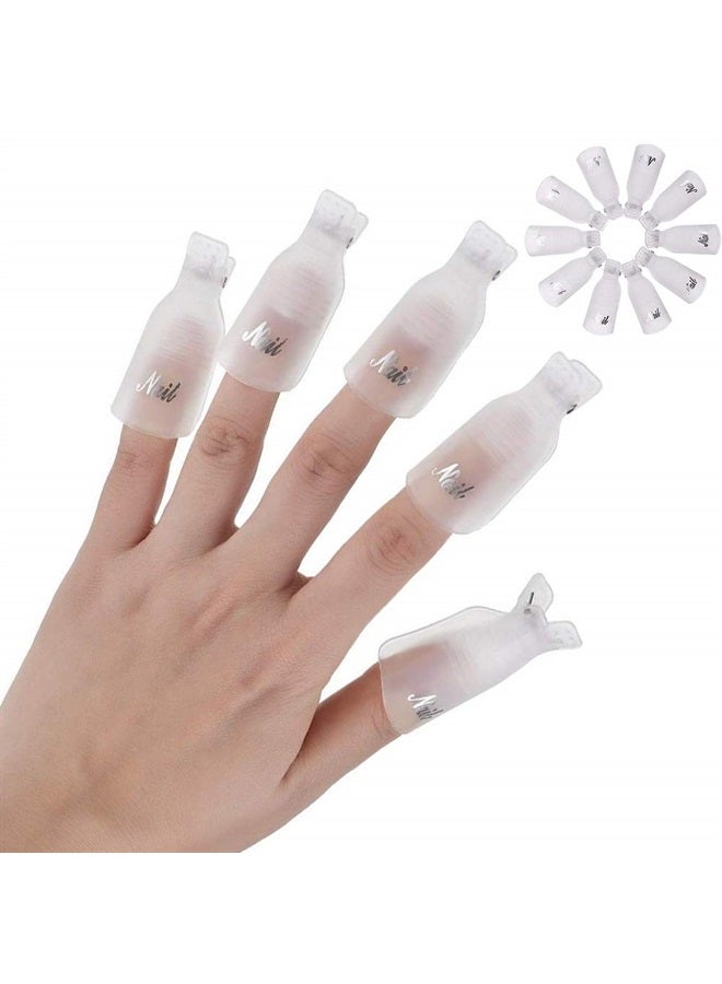 HiMo 10PC Plastic Acrylic Nail Art Soak Off Cap Clip UV Gel Polish Remover Wrap Tool (White) - Image 1