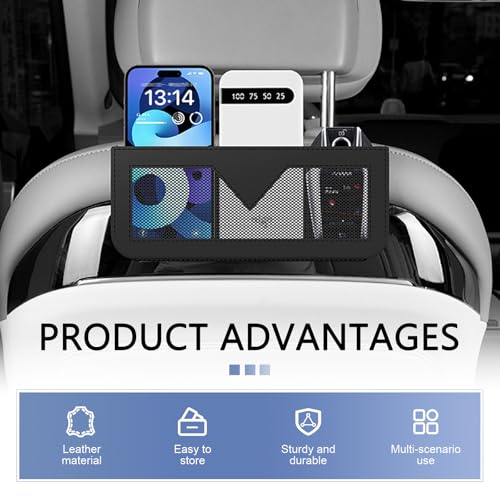 Zosgrew Car Storage Pocket，Leather Car Side Pocket Organizer, Multifunctional Seat Gap Pouch, for Can Hold keys, Wallets, Cards, Mobile Phones, Sunglasses, Banknotes (Black) - Image 3