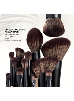 Jessup Jessup Makeup Brushes Set 7pcs Double Sided Makeup Brushes for Foundation Concealer Blush Eyeshadow Contour Bronzer Powder Blending Eyebrow Eyeliner, Cruelty-Free Make up Brushes Peach Dust T600  - Image 2