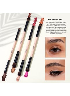 Jessup Jessup Makeup Brushes Set 7pcs Double Sided Makeup Brushes for Foundation Concealer Blush Eyeshadow Contour Bronzer Powder Blending Eyebrow Eyeliner, Cruelty-Free Make up Brushes Peach Dust T600  - Image 5