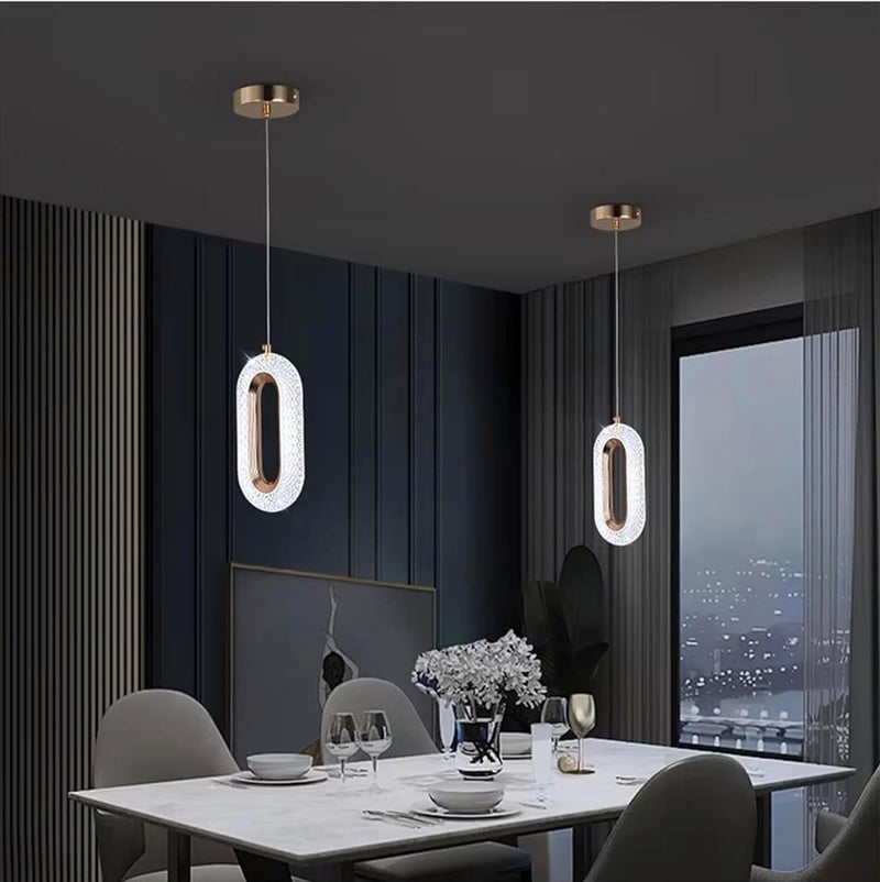 Groeien 12W | 3 Color Gold Finish Modern LED Crystal Oval Hanging Pendant Ceiling Lamp Fixture | Chandelier for Home, Indoor, Outdoor,Living Room, Bedroom(Oval-Crystal Ring, 1) - Image 2