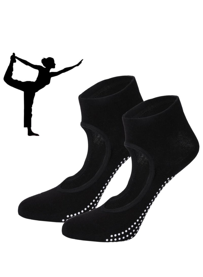 3 Pairs Anti Slip Yoga Socks Gym Pilates Ballet Fitness Sport Sweating Socks for Women, Black  - Image 3