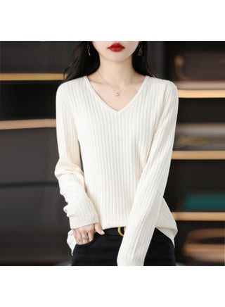 New Style Combed Cotton Knitted Women's Pullover V-Neck Long-Sleeved Short Versatile Solid Color Base-Layer Shirt Stylized Inner Top - pzsku/Z3B9F16B911EE6F09EC5AZ/45/1749705122/3a489972-a246-4099-8d9c-02e1697627e1