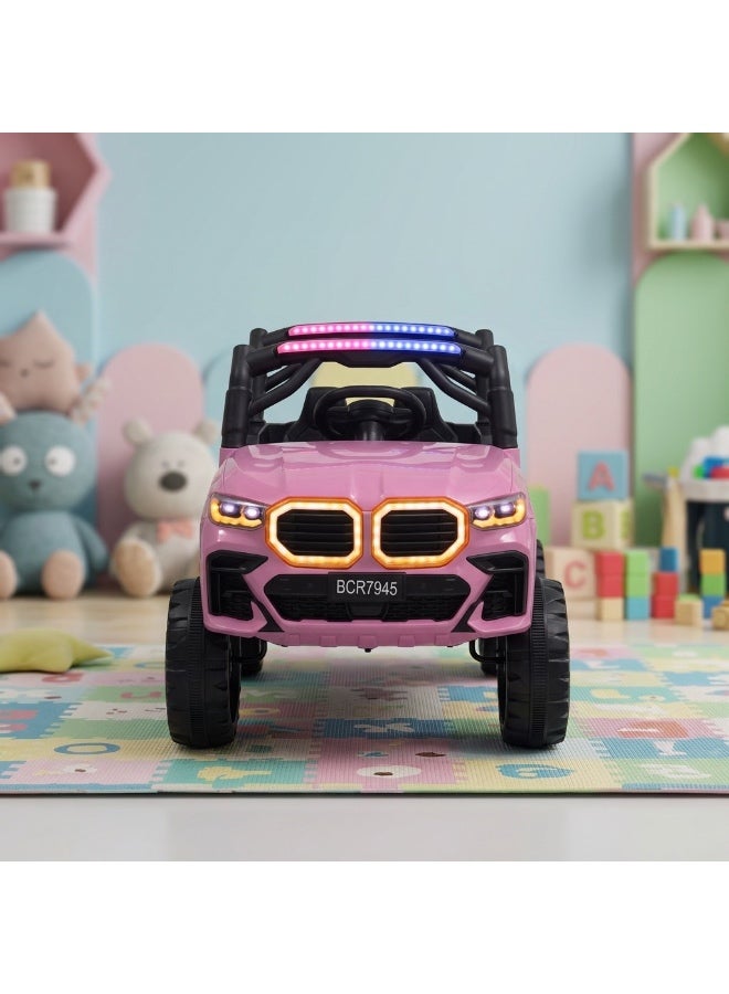 StarKids Electric car for children with a police alarm, powerful 12V battery, dual motor system, rocking function, Bluetooth technology, and full remote control. - Image 2