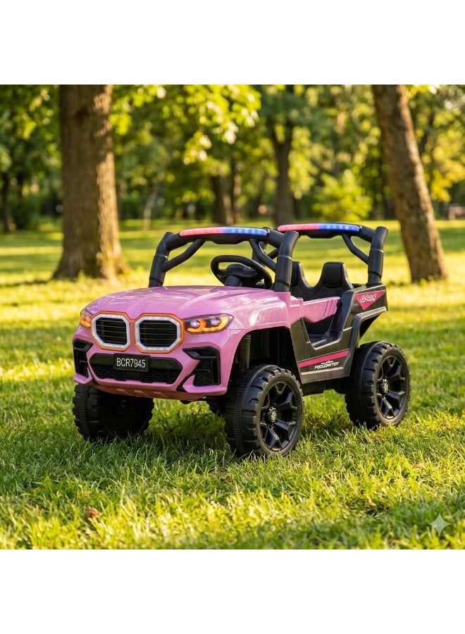 StarKids Electric car for children with a police alarm, powerful 12V battery, dual motor system, rocking function, Bluetooth technology, and full remote control. - Image 1