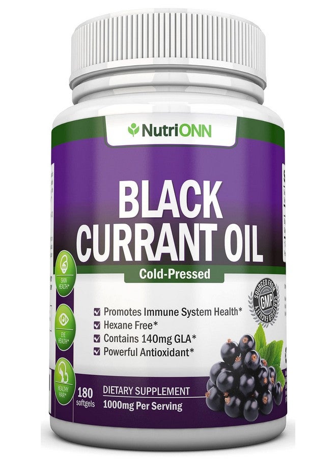 NutriONN Black Currant Oil - 1000 Mg - 180 Softgels - Cold-Pressed Pure Black Currant Seed Oil - Hexane Free - 140mg GLA Per Serving - Regulates Hormonal Balance - Great for Immune System, Hair and Skin - Image 1