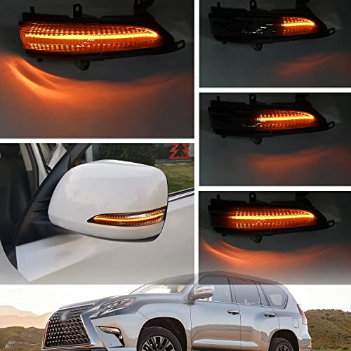 NSLUMO Sequential LED Side Mirror Marker Lights Compatible w/Lex'us GX460 LX570 2010-2021 Towing Mirror Turn Signal Indicator Lamp Assembly Smoked Lens - Image 3