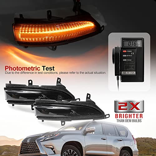 NSLUMO Sequential LED Side Mirror Marker Lights Compatible w/Lex'us GX460 LX570 2010-2021 Towing Mirror Turn Signal Indicator Lamp Assembly Smoked Lens - Image 2