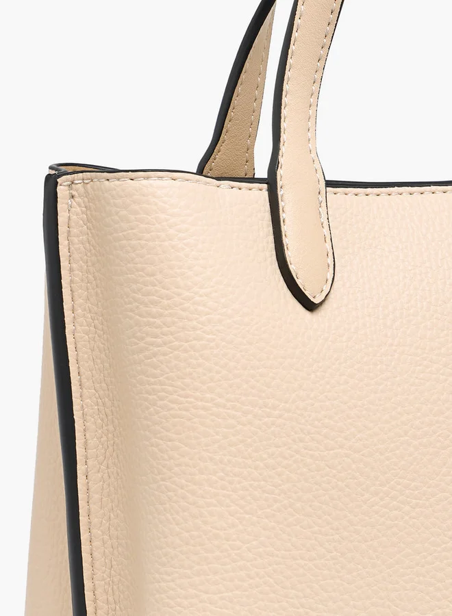Celeste Textured Tote Bag with Detachable Strap and Button Closure